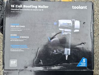toolant Roofing Nailer, Pneumatic Roofing Nail Gun for 3/4" to 1-3/4" Nails, 120 Coil Capacity, 70-120 PSI, 15 Degree, Heavy Duty Roofing Tool for Asp