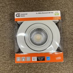 6 in White Recessed LED Trim