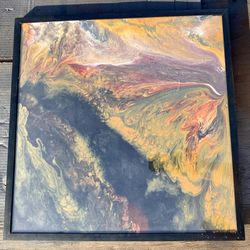 Pourable paint wall art