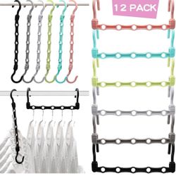 Closet Organizers and Storage,12 Pack Sturdy Closet Organizer Hanger for Heavy Clothes,Upgraded Closet Storage Space Saving Hangers,Magic Closet Organ