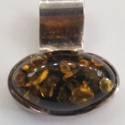 Sterling Silver And Amber Pendant 
