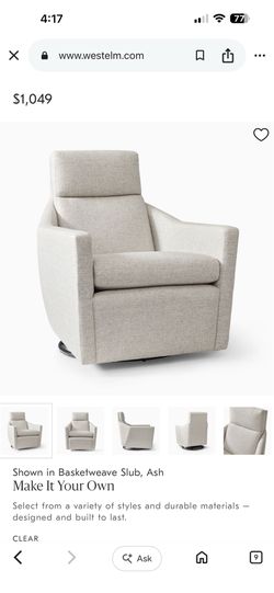 Pottery Barn Kids/ West Elm Austin Gray Swivel Glider