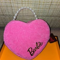 Mattel Barbie Heart Bag Crossbody Figural Fuzzy Soft Shoulder Strap