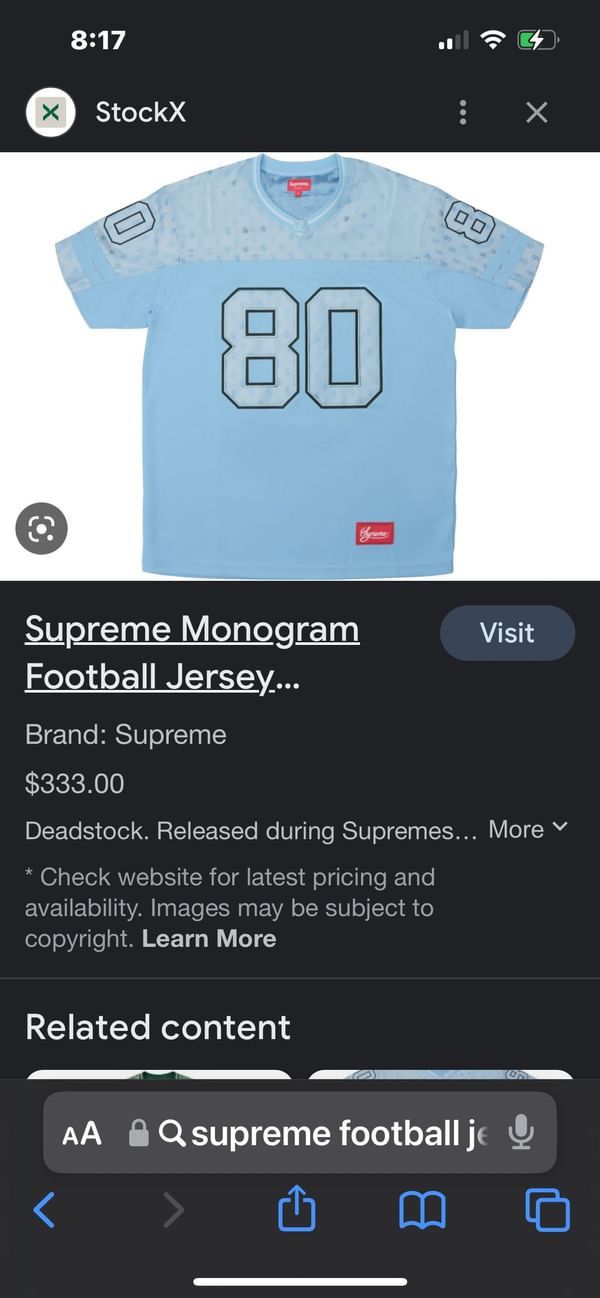 Supreme monogram football jersey