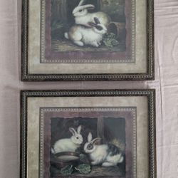 Set Of Vintage Style Bunny Prints 