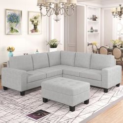 Sectional Corner Sofa L-Shape Couch Space Saving & Cup Holders Design