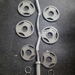 Curl Bar And Weights 