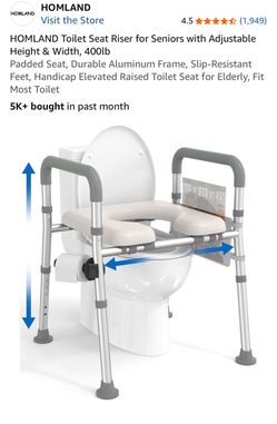 HOMLAND Toilet Seat Riser for Seniors with Adjustable