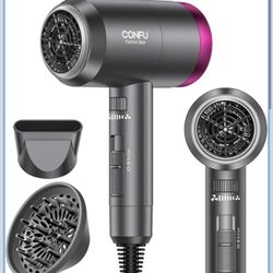 CONFU Secador de pelo iónico de 1600 W, portátil, ligero, de secado rápido, secador de pelo de iones negativos, 3 ajustes de calor y velocidad infinit