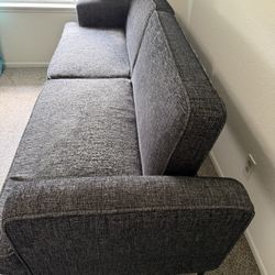 Gray Futon Couch – Folds Flat | Modern Style | Like New, Only 1 Year Old
