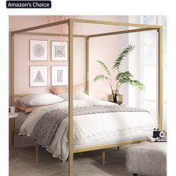 2 Satin Gold Canopy, Twin Beds