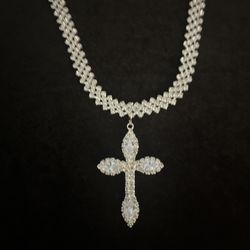 Beautiful Silver Rhinestone Cross for a Man or Woman 