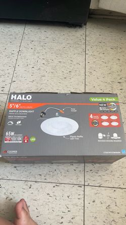 HALO - 4-pack LT 5/6 in. Adjustable Integrated LED Recessed Light Trim Retrofit Module with Baffle Trim 5CCT 750lm HALO - 4-pack LT 5/6 in. Adjustable