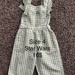 Star Wars Girls 4t Overall Outfit.  