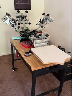 Screen Printing Press - Riley Hopkins 250 4x1 (work bench included)
