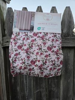 Rosalia's Garden Floral Cotton Gauze Shower Curtain