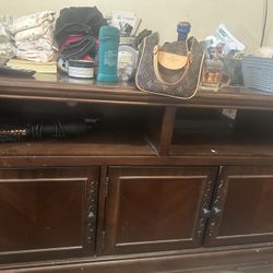 Dark Wood TV Stand Cabinet 