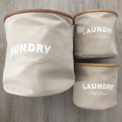 cloth laundry bins made of canvas - set of 3