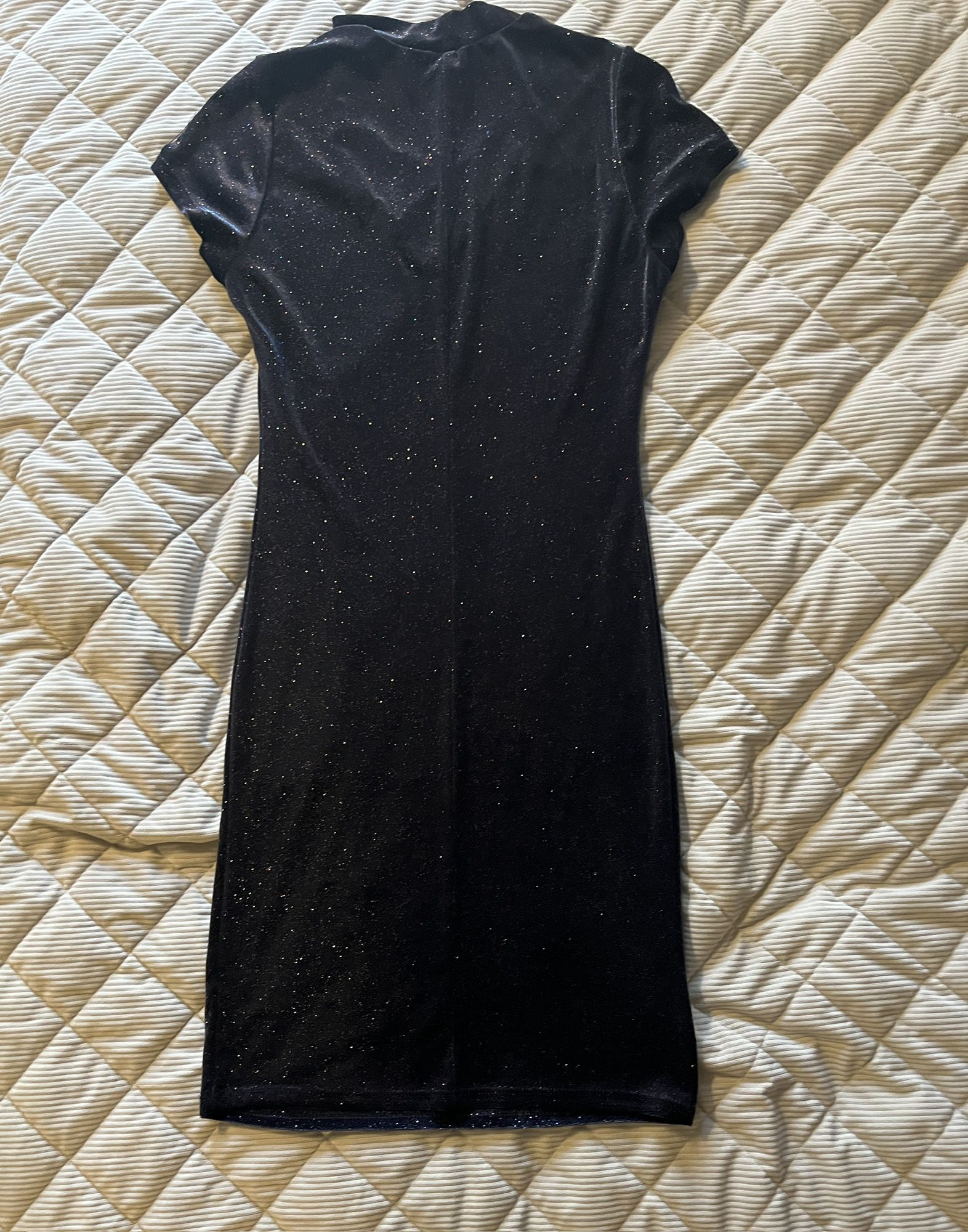 🖤 Black Velvet Sparkle Bodycon Dress