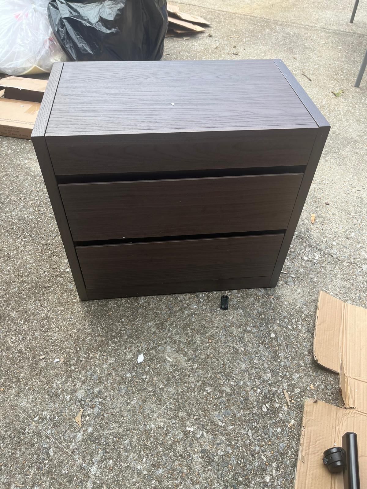 Dark Walnut 23.6in Accent Storage Cabinet 3 Drawers, 1 Hidden W/NFC Lock