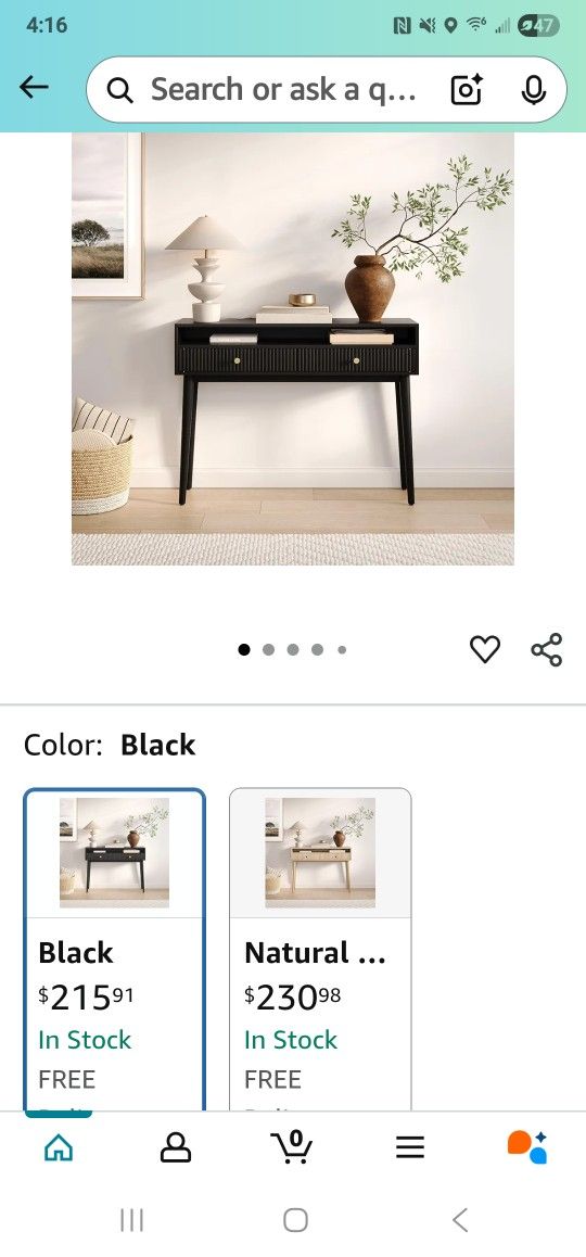 Fluted Console Table with Swing Doors - Small Entry Desk for Narrow Spaces