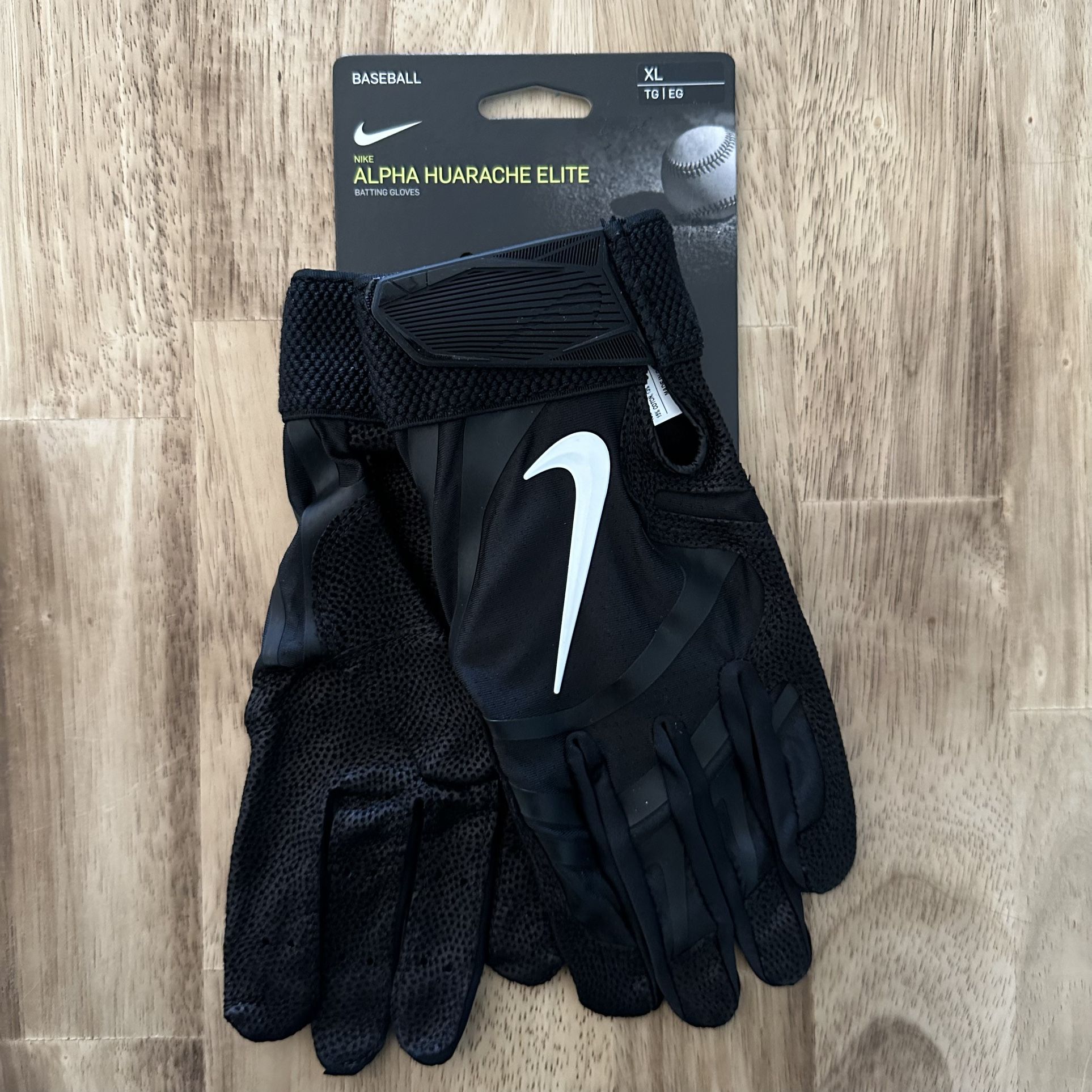 Nike Alpha Huarache Elite Batting Gloves Baseball Mens Size XL Black CV0720 091