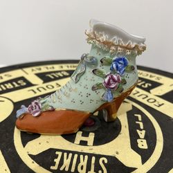 Vintage Limoges Hand Painted China Victorian Style Shoe Boot Figurine