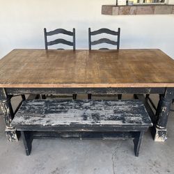Solid Wood Table With 4 Chairs And Bench