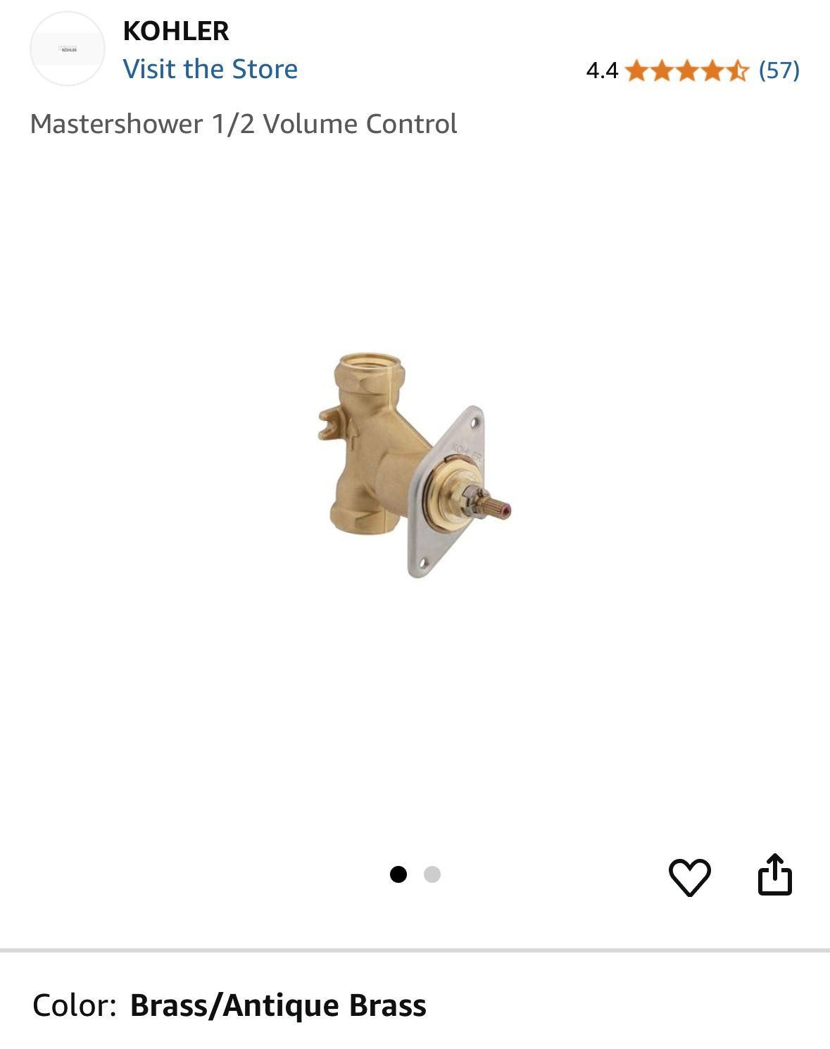 Mastershower 1/2 Volume Control