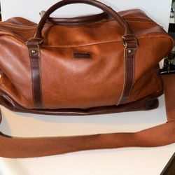 BAOSHA Leather Duffel Bag, Weekend Travel Bag With Shoe Compartmen   