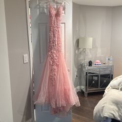 Fancy Formal Long Prom Pink Dress: