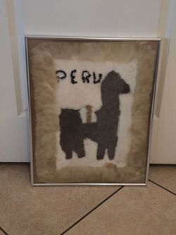Framed Peru Alpaca Wool Folk Art