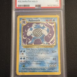 1999 POKEMON BASE SET #13 POLIWRATH-HOLO PSA 1