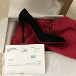 Exclusively From Paris, France: Christian Louboutin Fifetish Velour Black Heels