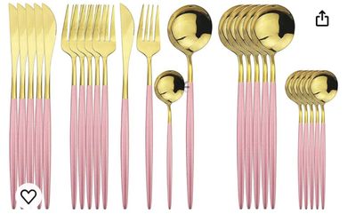 Gold Silverware Set, 24-Piece Stainless Steel Flatware Set Service For 6
