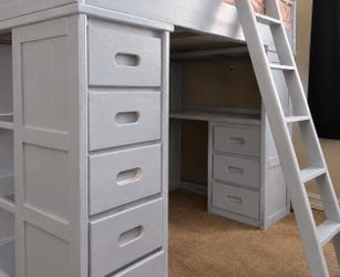 Purple wood loft (twin size) bed