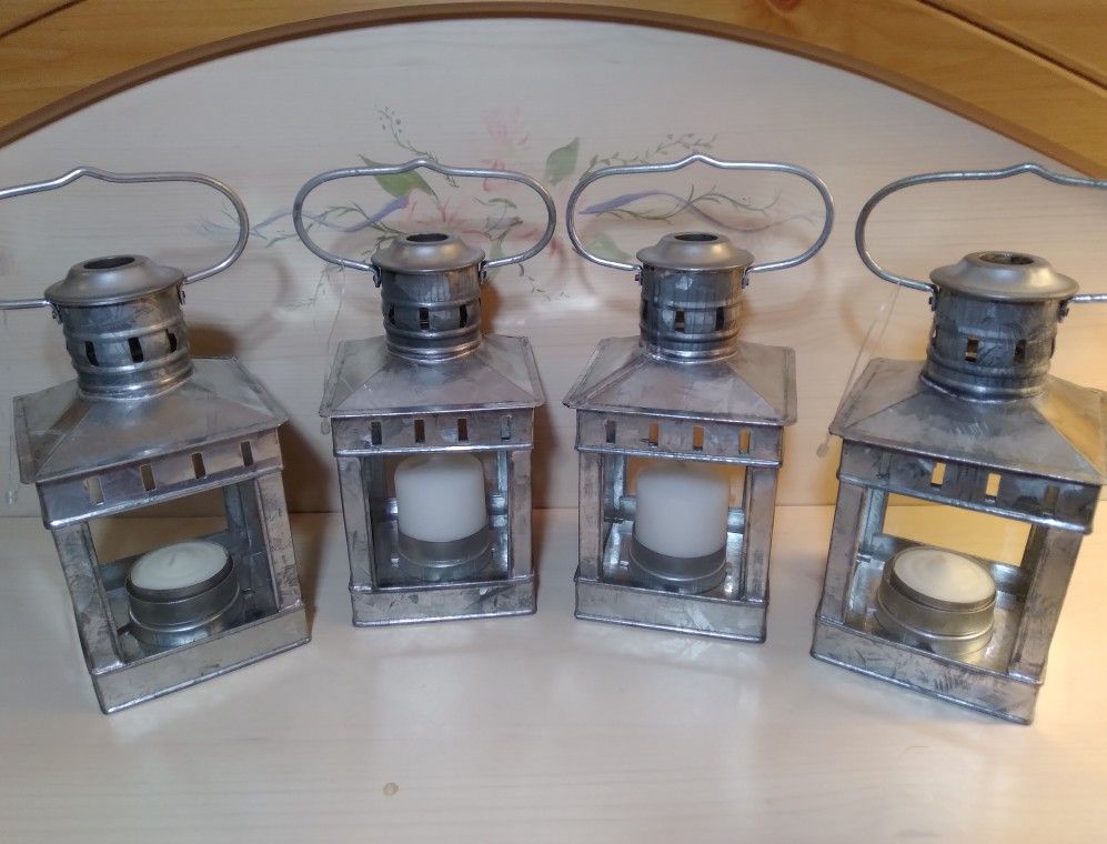 4 New Small 6” Galvanized Lanterns