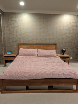 Crate and Barrel Linea King Bed and Matching Nightstands