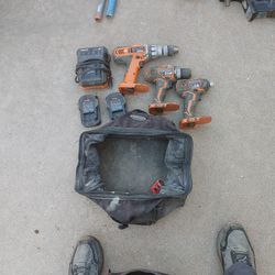 Rigid Cordless 1/2" Hammer Drill,  Drill And Impact Driver