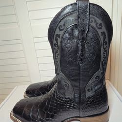 El Dorado Scallop American Alligator Western Boot Square Toe Mens Sz 10.5