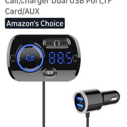Gooinng Bluetooth FM Transmitter for Car, Wireless Radio Adapter Car Music Player Receiver with Bluetooth FM Frequency Support Hands Free Call,Charger
