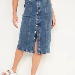 Old Navy Denim Button-Front Midi Skirt