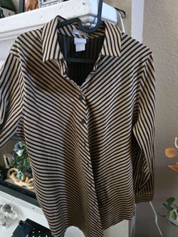 Chico's button-up striped pattern brown and black size 1 (medium)