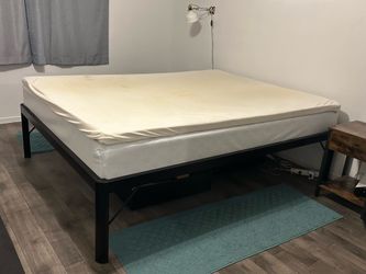 Zinus 8-inch gel-infused queen mattress w/18-inch tall metal frame + pillow top + IKEA under bed storage