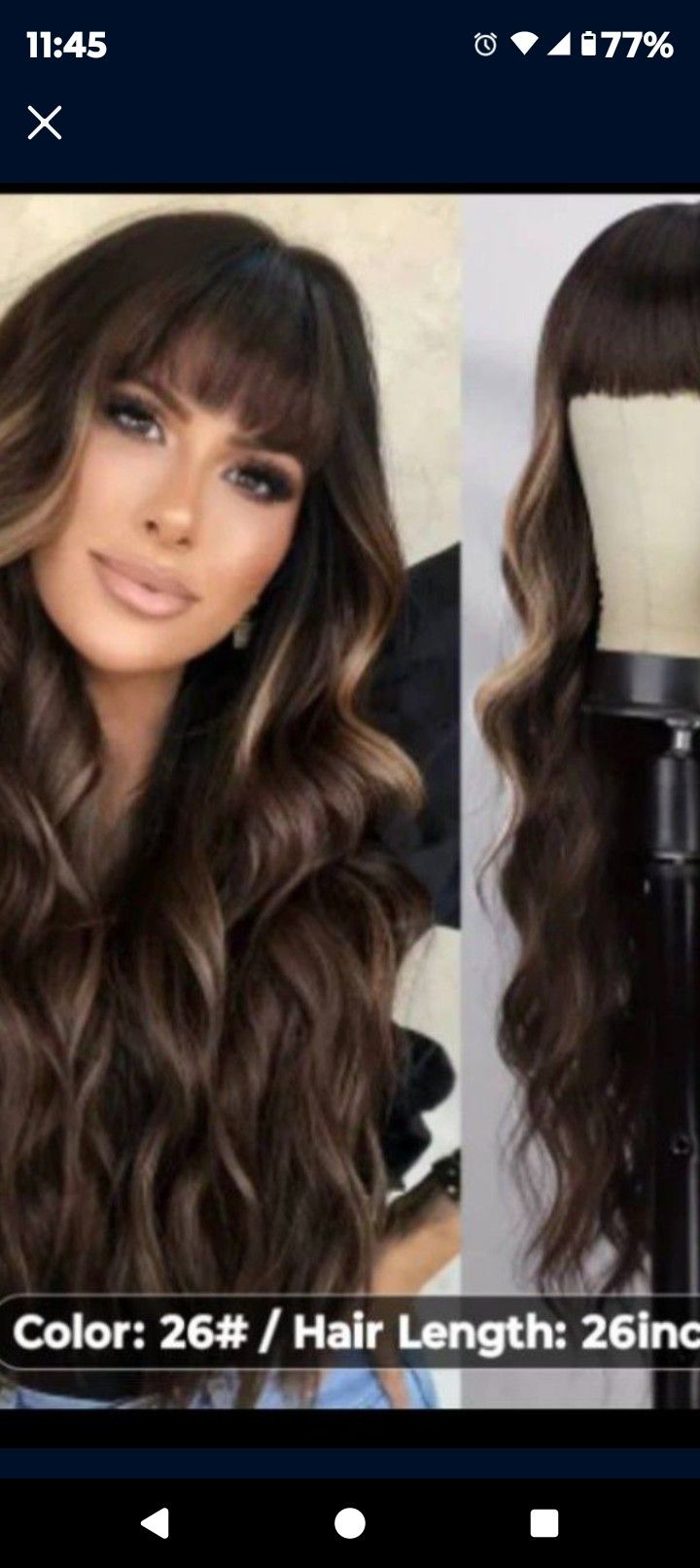 Wig Brown Synthetic Hair Cap 26 Inches Long With High Light New