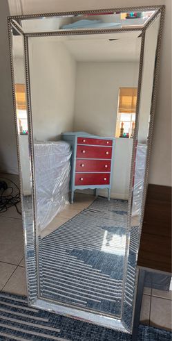 Full Length Silver Beaded Mirror