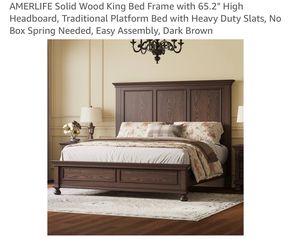 Solid Wood King Bed Frame