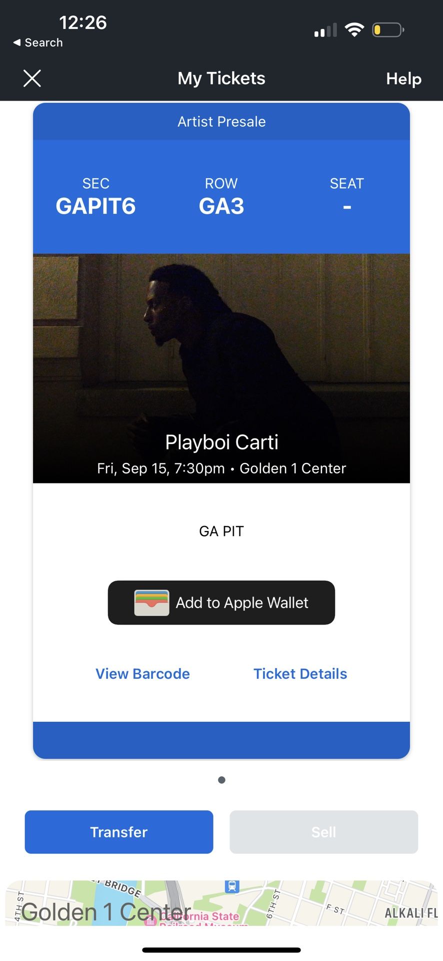 Playboi Carti Ticket Sacramento (Sept 15)