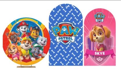 Set of Paw Patrol Backdrop Covers for Metal Frames and Cilinders.