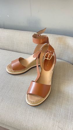 Tommy Hilfiger Tan Leather Espadrille Wedge Sandals